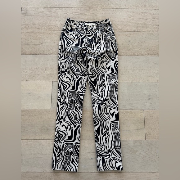 NWOT PALOMA WOOL Kelly Zebra High Waisted Straight Pants US SZ 2 /34 waist 26” - Picture 9 of 15